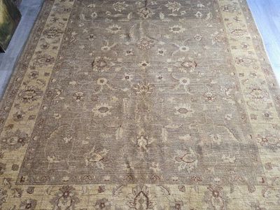 New Beige Handknotted Wool Rug, Oushak Design, 6'8" x 8'3"