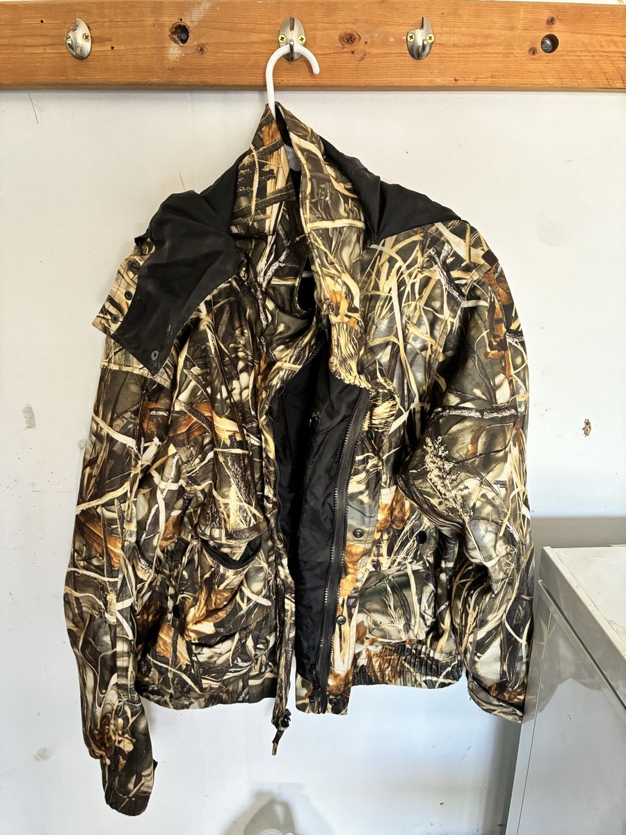 Waders, coat, bag and gear