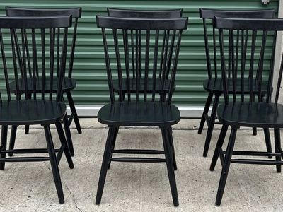 Set of 6 Black Windsor Spindle-Back Dining Chairs – Modern Farmhouse