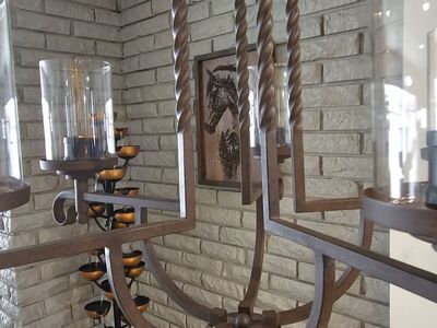 NEW RUBBED OIL 5 LIGHT CLEAR GLASS CHANDELIER