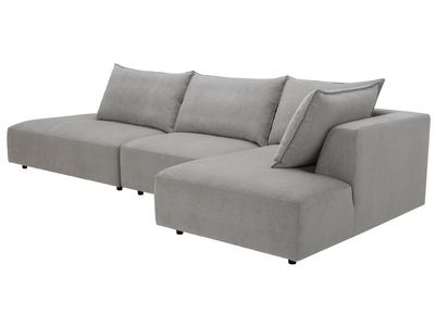 Macon 3-Piece Fabric Modular Sectional in grey. Minor wear, good condition. Dimensions: 142.5 in (W) x 66.1 in