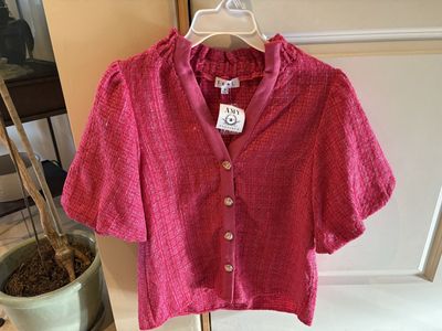 New Dark Pink Shirt w/ Puffy Sleeves Sz M