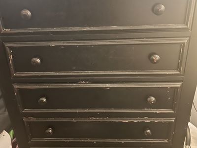 Black Wooden Tall Dresser Chest of Drawers