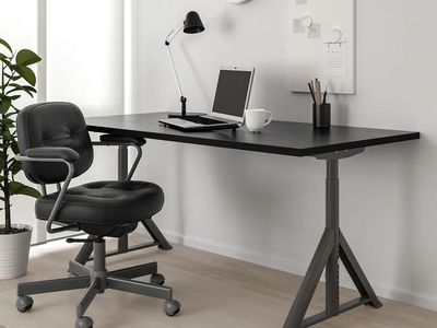 IKEA IDASEN Desk, Black with height adjustable legs