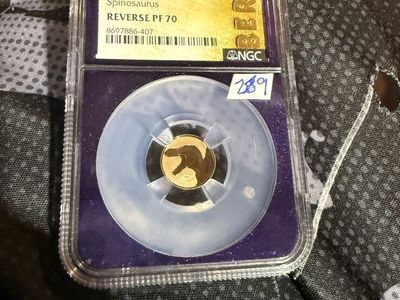 2026 Niue GS1 Spinosaurus Reverse PF 70 Gold Dollar Coin NGC Graded Dinosaur