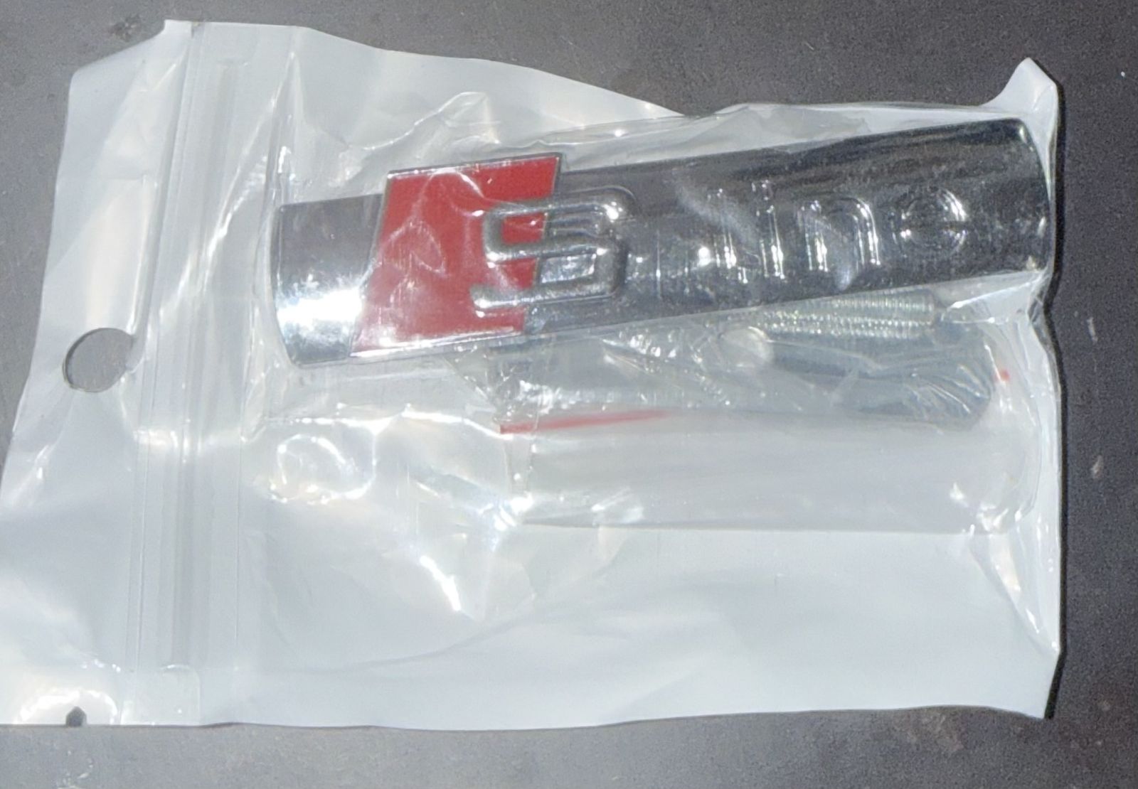 Audi S Line Grill Badge Emblem - Chrome Red Logo for Audi S Line Models