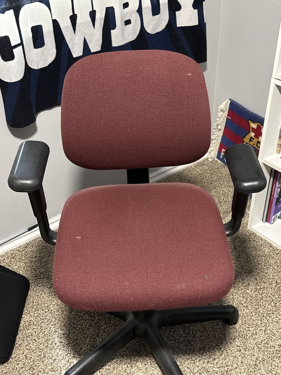 Ergonomic Office Desk Chair - Adjustable Swivel, Maroon Fabric