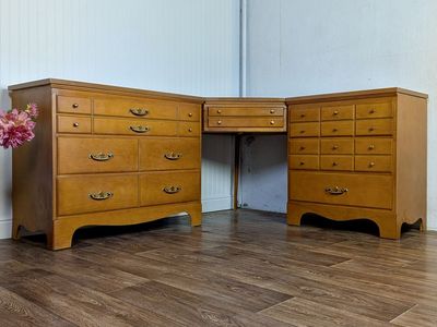 Vintage 1950s Corner Desk and Chest of Drawers Modular Unit