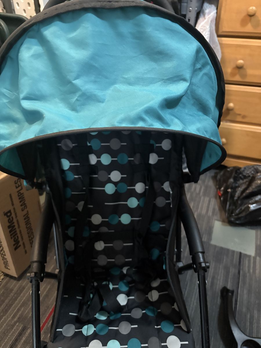 Blue and Black Geometric Print Baby Stroller