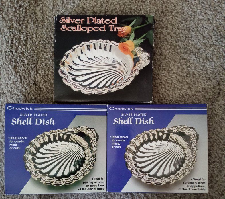 Chadwick Silver Plated Shell Dish & Scalloped Tray Lot of 3