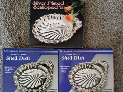Chadwick Silver Plated Shell Dish & Scalloped Tray Lot of 3