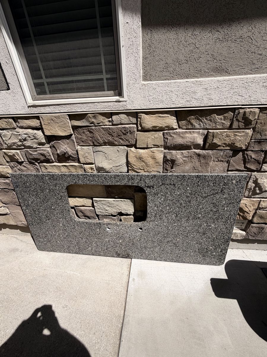 Gray Granite Bathroom Vanity Countertop - Sink Cutout & Faucet Holes - 49" x 22"
