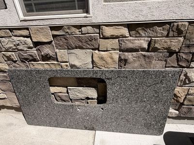 Gray Granite Bathroom Vanity Countertop - Sink Cutout & Faucet Holes - 49" x 22"