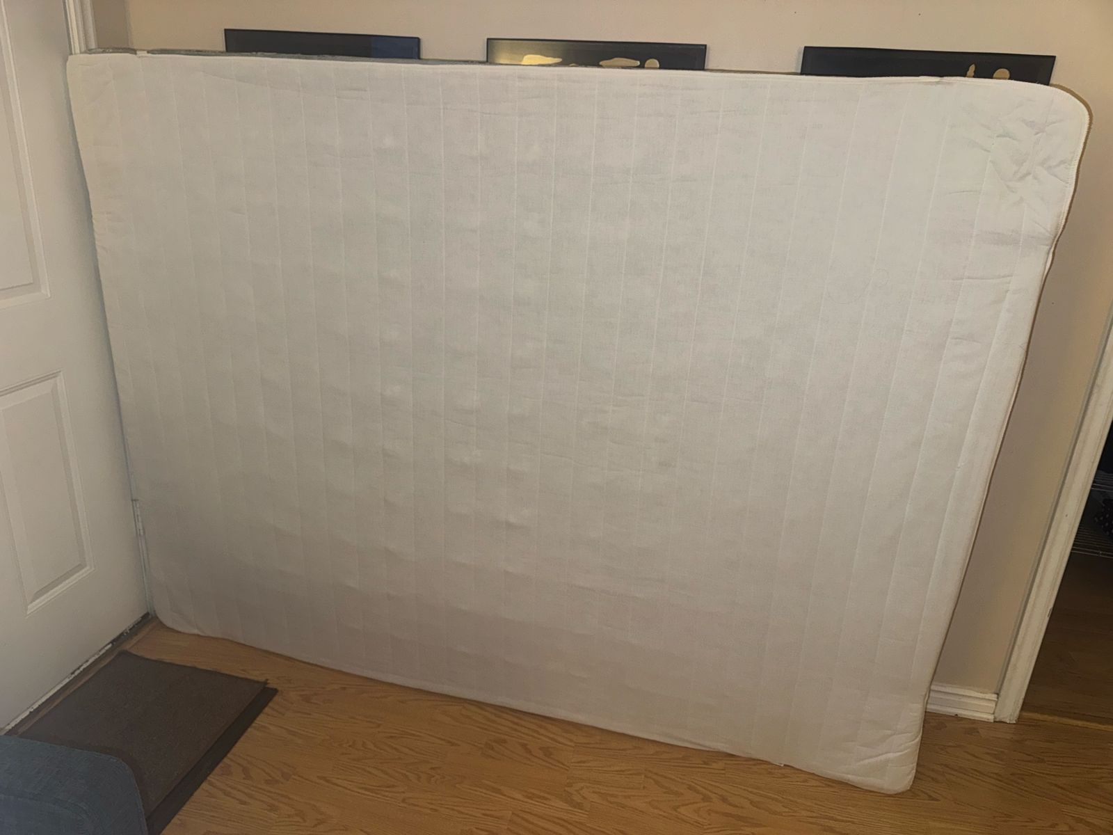Queen Size Floral Patterned Box Spring with Tear on Back Lining
