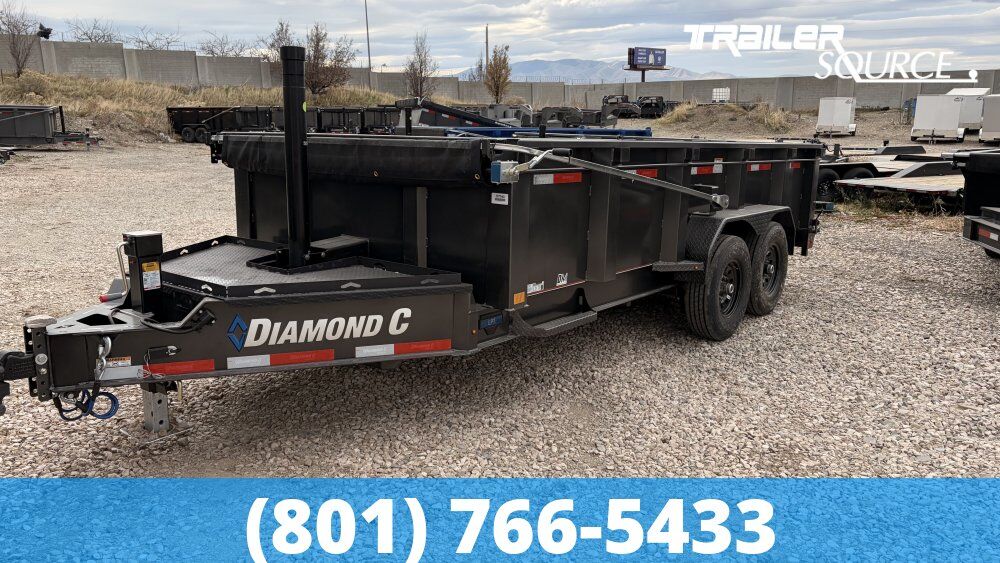 7x16 Diamond C LPT 207 Dump Trailer - 32" Sides - 15.5K GVWR - 14 Ply Tires, Long Arm Tarp