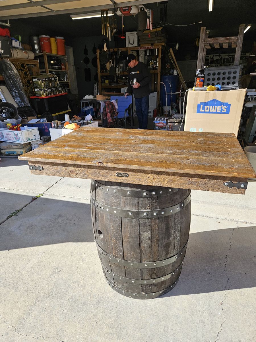 Whiskey Barrel with Table Top