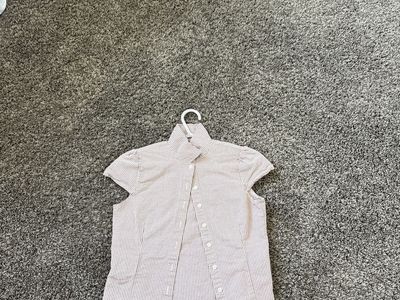 Brandy Melville Small Women's Striped Short Sleeve Blouse Button-Front Top