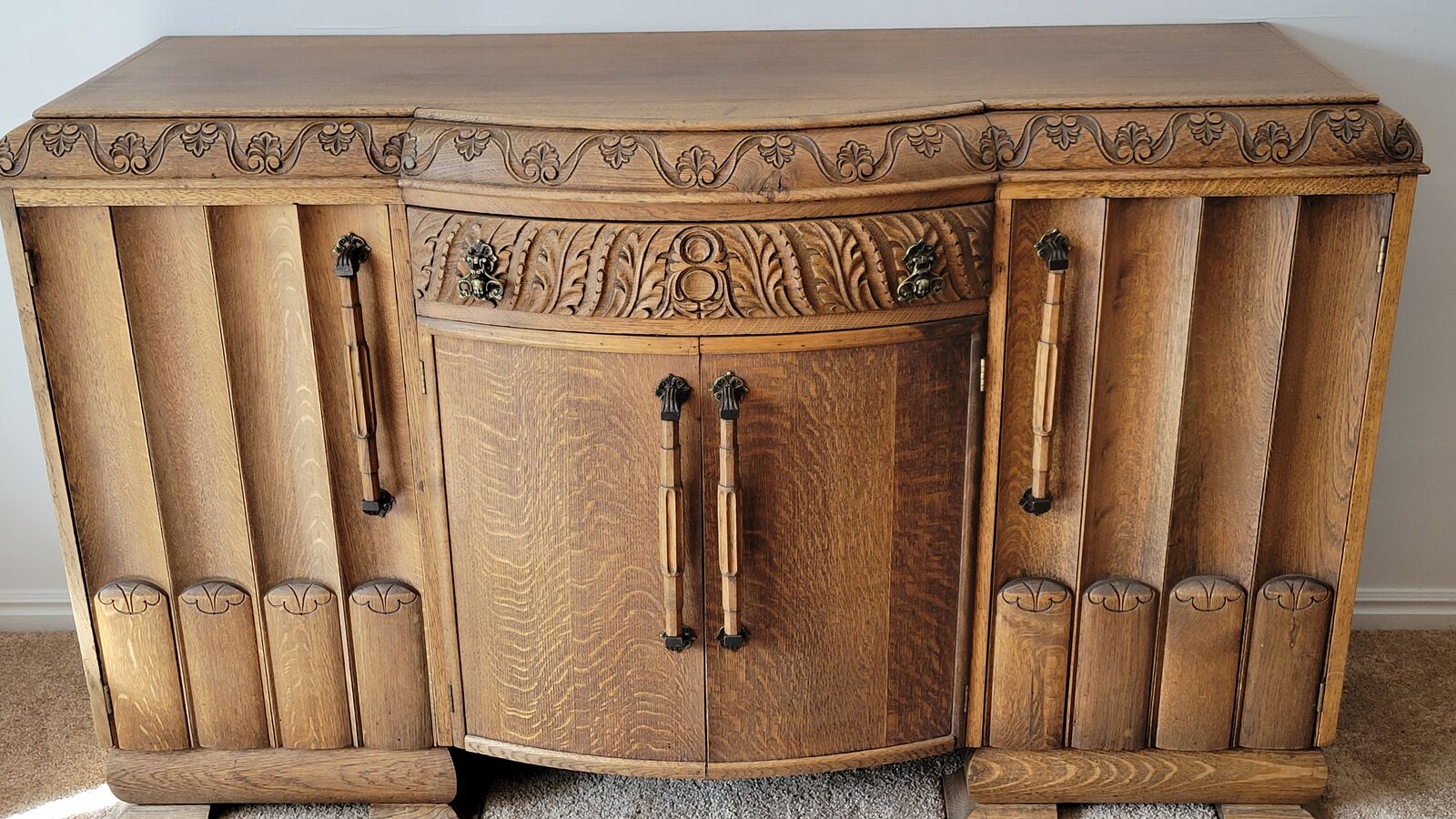 Oak carved sideboard