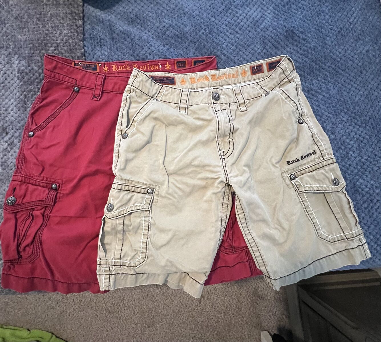 ROCK REVIVAL CLASSIC SHORTS SIZE 34. NEW CONDITION ORDERED OFF BUCKLE.COM. Orig140.00 each asking 80.00 for both pair