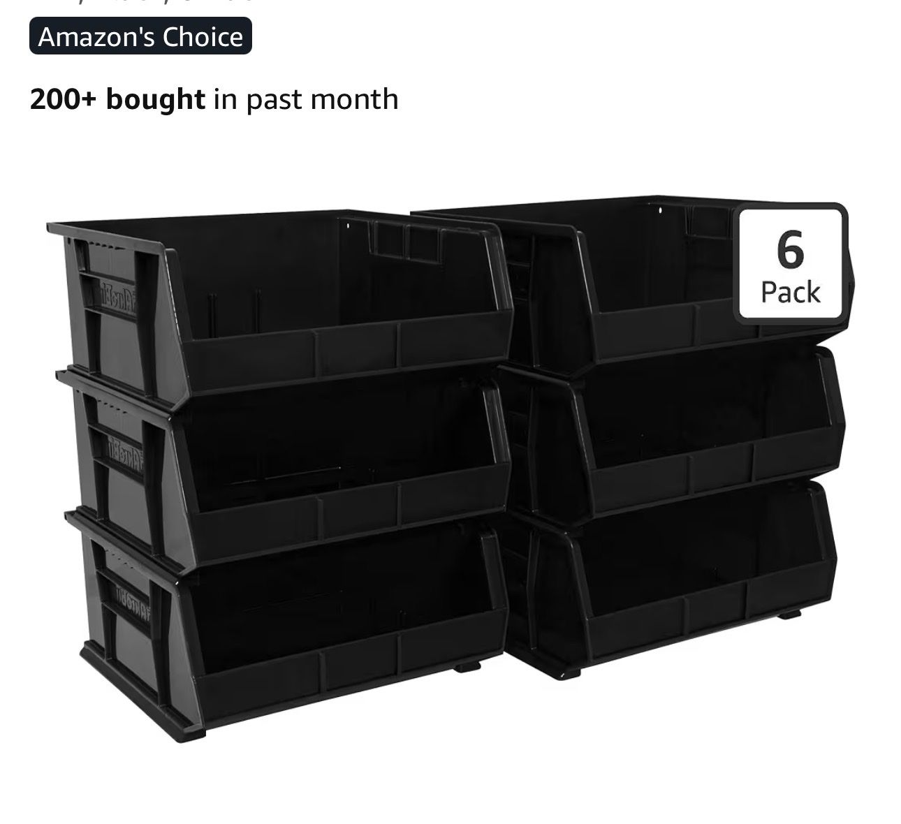 New 6 Pack Stackable Bins 15x16x7