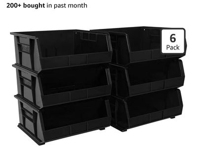 New 6 Pack Stackable Bins 15x16x7