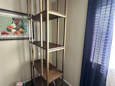 Tall Modern Industrial Bookcase Metal Frame Wood Shelves