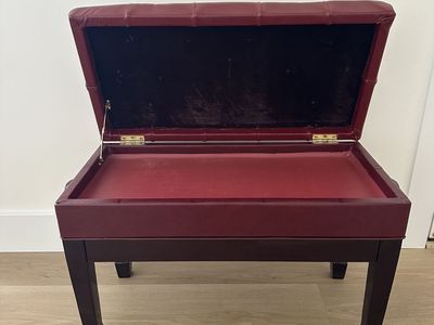 Adjustable Height Duet Piano Bench with Storage