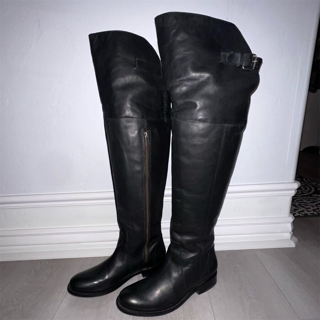 Dolce Vita Black Leather Over The Knee Boots -Sz 8