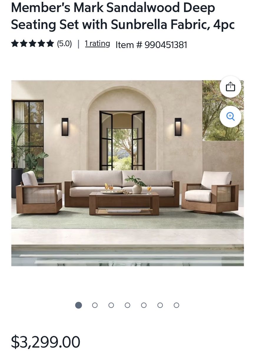 Member's Mark Sandalwood 4-Piece XL Deep Seating Set with Sunbrella Fabric, Outdoor Living