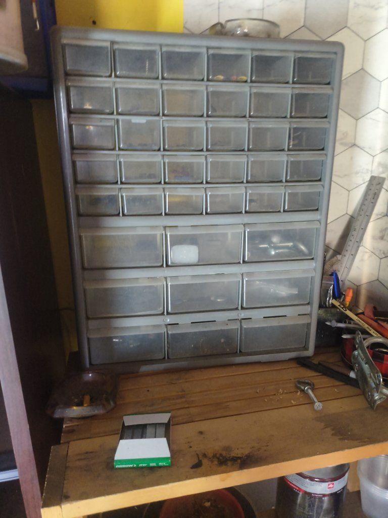 Gray 40-Drawer Plastic Storage Cabinet Organizer for Small Parts & Hardware