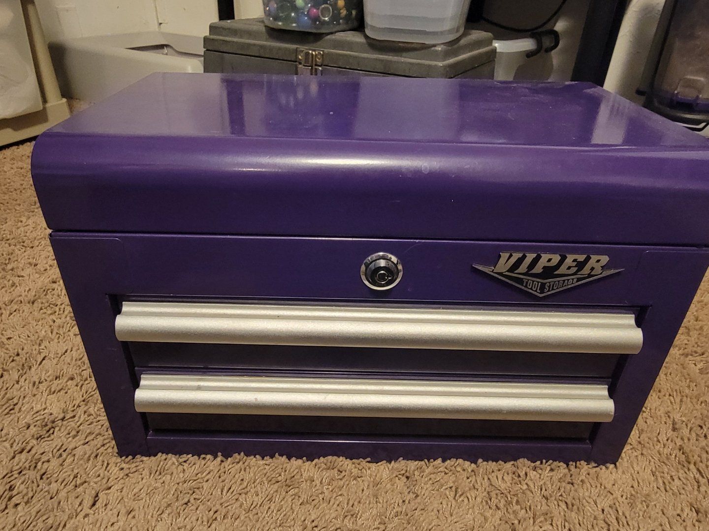 Viper Tool Storage Purple Steel 2-Drawer Toolbox with Top Compartment and Liners