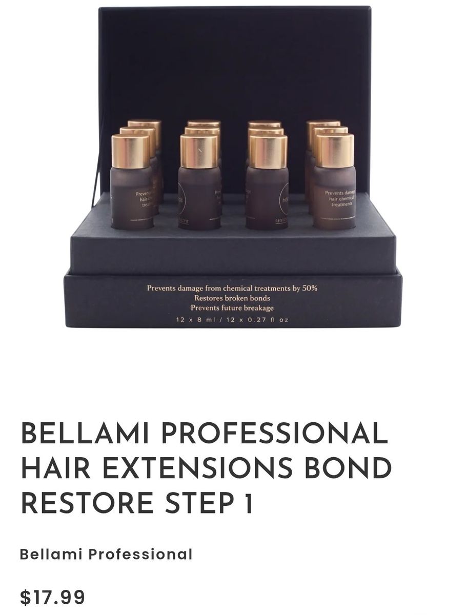 New Box of Bellami Professional Hair Extensions Bond Restore Step 1 System (box of 12)