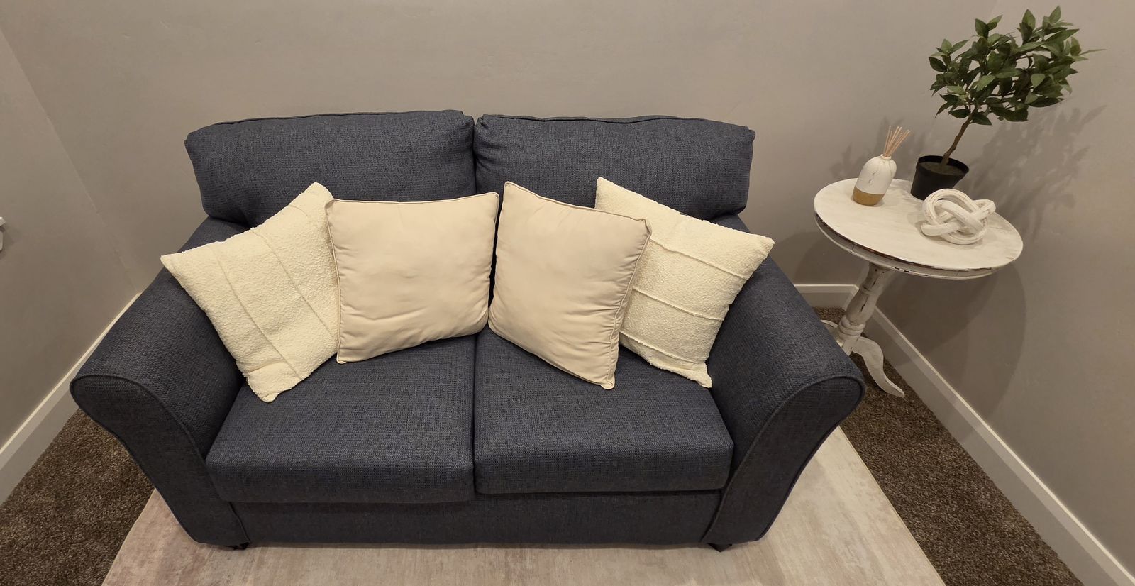 Blue Fabric Loveseat Couch