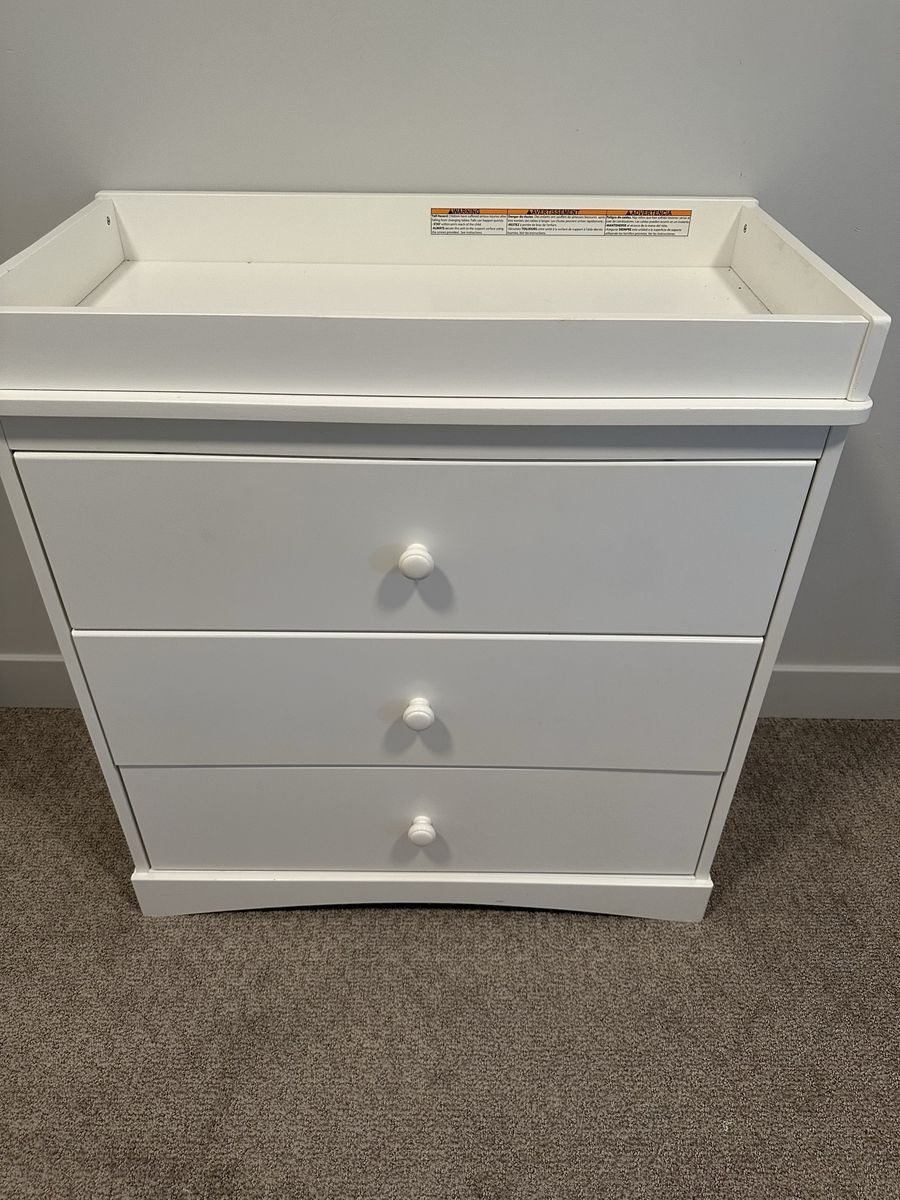 White 3-Drawer Dresser with Changing Table Top