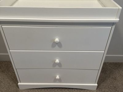 White 3-Drawer Dresser with Changing Table Top