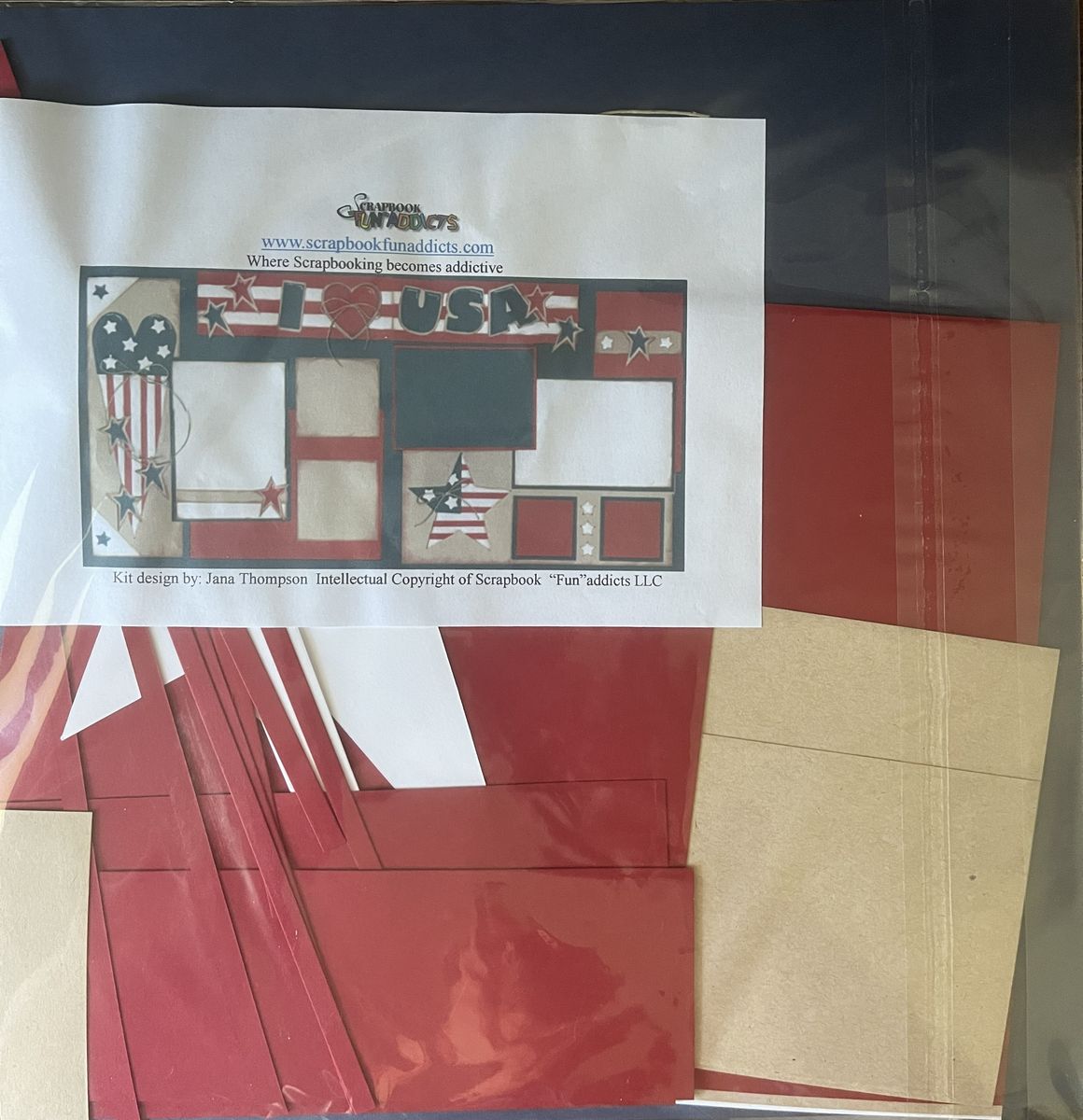 12” x 12” Scrapbook Page Kit – I Love the USA