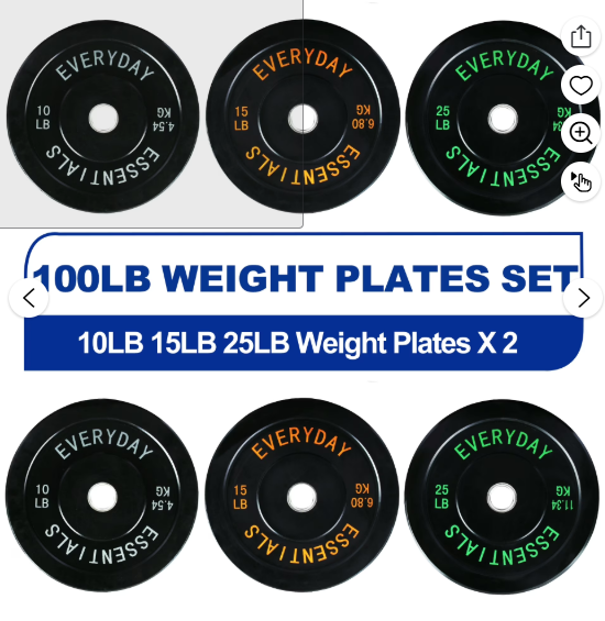 Balance From Black Bumper Plate Set, Includes 10 lb Pair, 15 lb Pair, and 25 lb Pair, Black