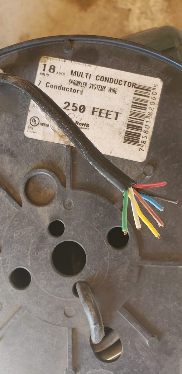 18 AWG 7-Conductor Sprinkler System Wire, 120-125 Feet Remaining on 250ft Spool
