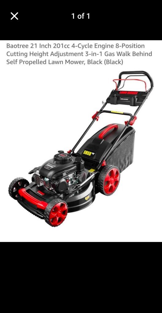 21" 201cc 4-Cycle Self-Propelled Gas Walk Behind Lawn Mower - 8-Position Height, 3-in-1