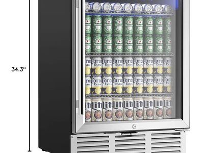 24 Mini Fridge, Glass Door, Door Lock