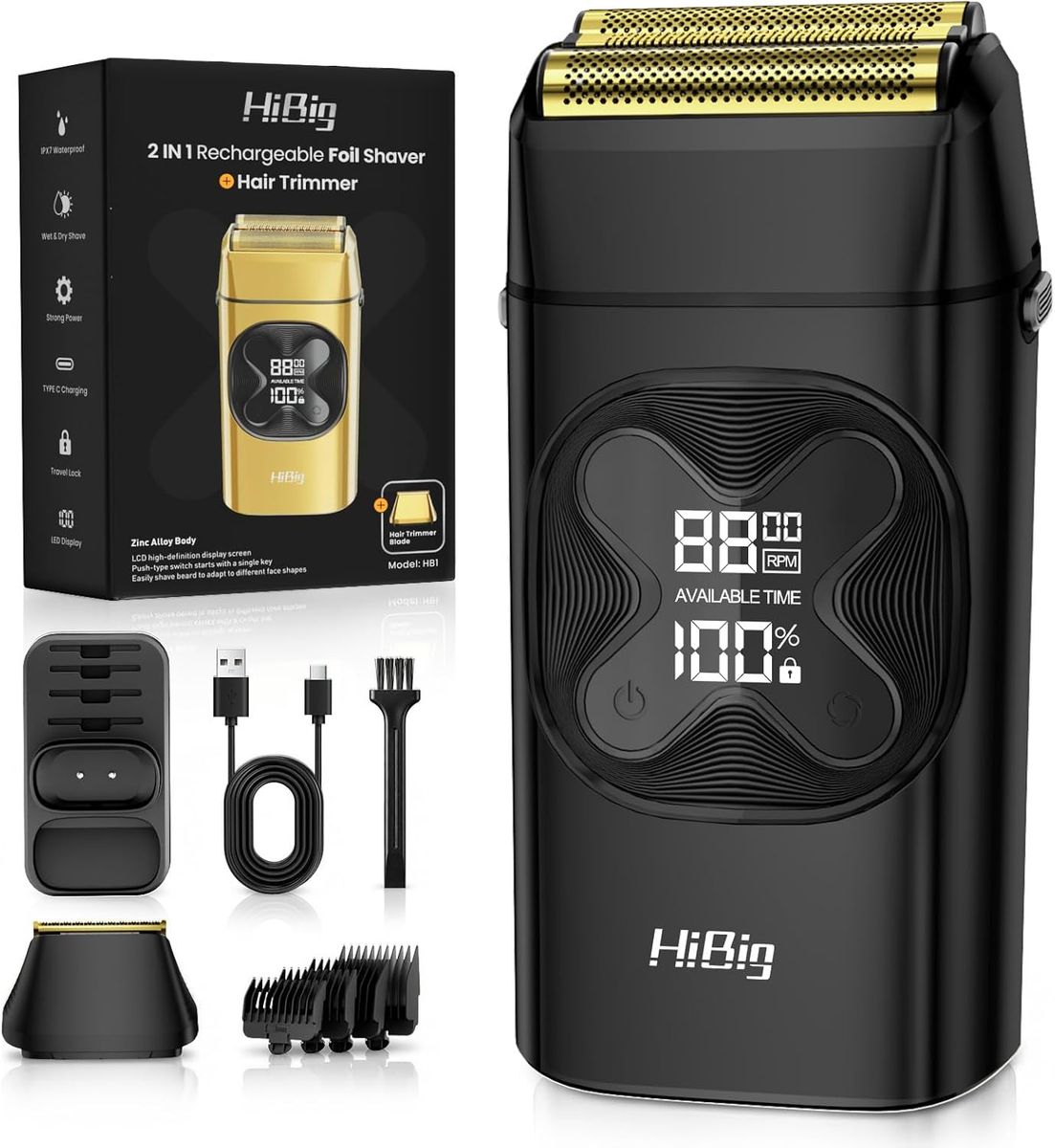 NEW Professional Double Foil Shavers for Men: 2-in-1 Electric Razor for Men, Portable LED Display Cordless Close Beard Trimmer