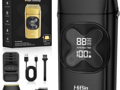 NEW Professional Double Foil Shavers for Men: 2-in-1 Electric Razor for Men, Portable LED Display Cordless Close Beard Trimmer