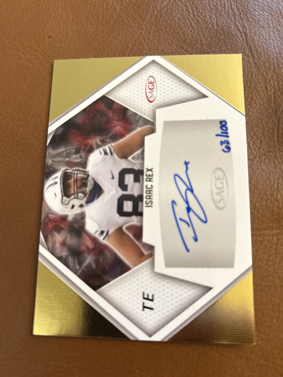 2023 RC BYU Cougars Sage Isaac Rex 63/100 Autographed Football Trading Card - BYU TE, Gold Refractor Hand Signed Auto