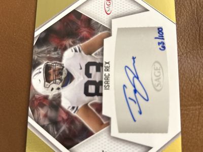 2023 RC BYU Cougars Sage Isaac Rex 63/100 Autographed Football Trading Card - BYU TE, Gold Refractor Hand Signed Auto