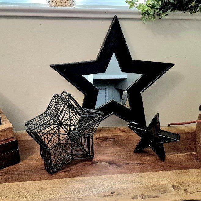 Black Star Decor Set - Mirror, Box, & Figurine