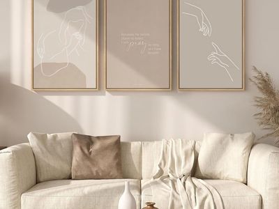 NEW 16x24 (3) Framed Christian Wall Art Set of 3, Minimalist Neutral Beige Scripture, Psalm 116:2