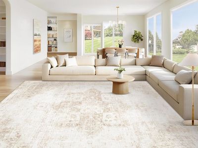 NEW 9x12 Washable Rug, Vintage Boho Medallion Rugs Non-Slip Soft Low Pile Large Distressed Beige