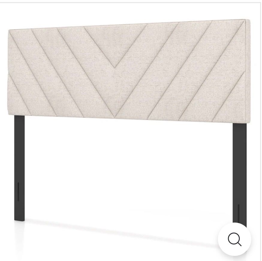 GIANTEX HU10600 Queen Size Upholstered Headboard in Beige with Chevron Design