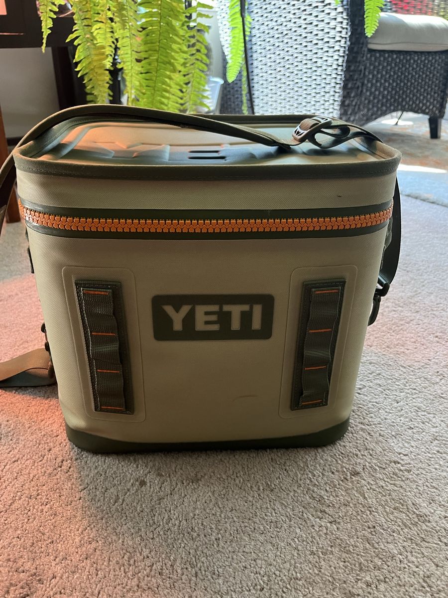 YETI Hopper Flip Soft Cooler - Tan / Olive with Orange Trim