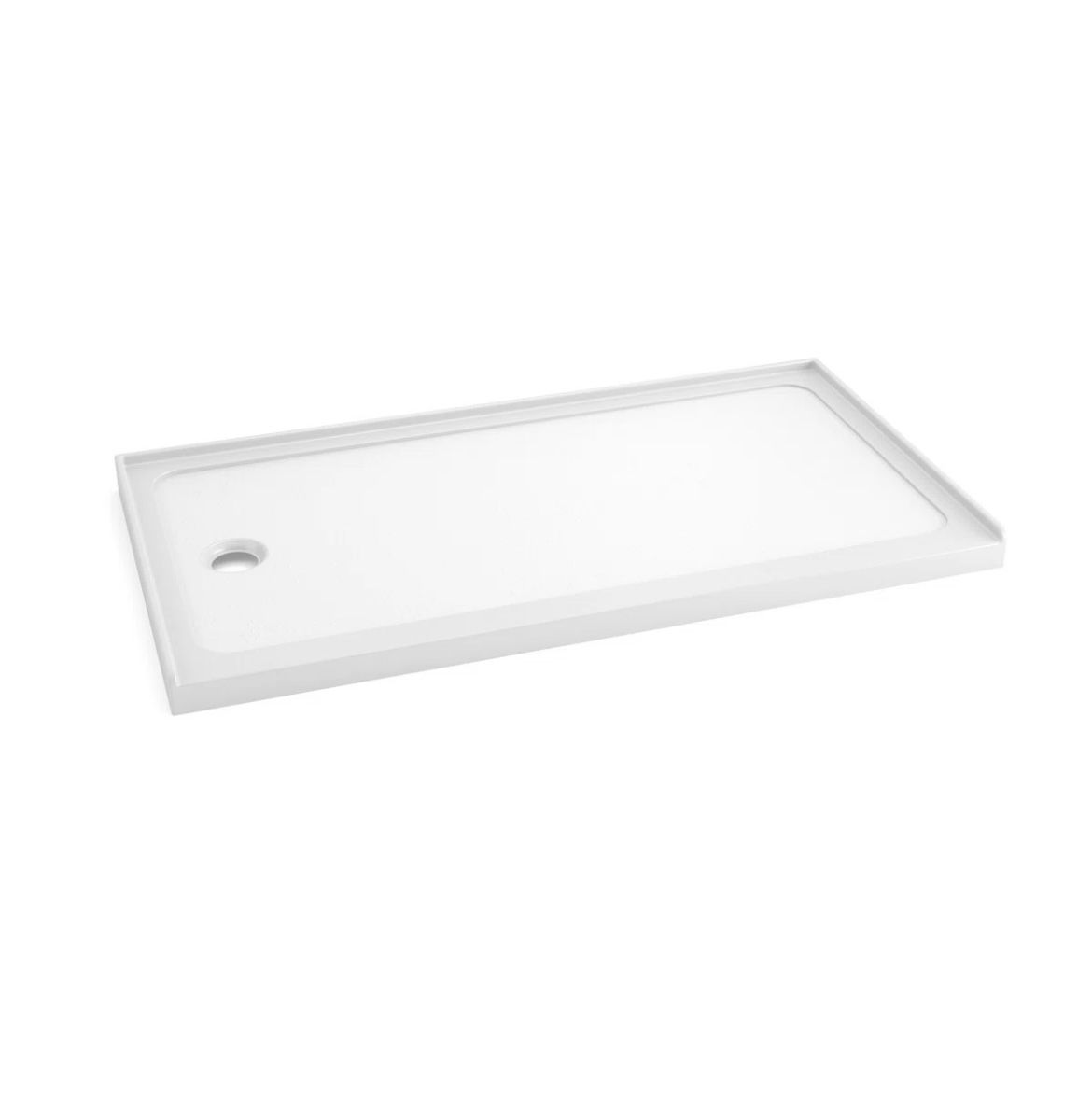 60in.x 32in.single Threshold Shower Pan Base In High Glossy White With Left Hand Drain